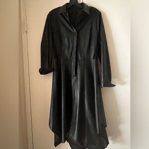 Bcbg Leather like ( polyester) midi size dress